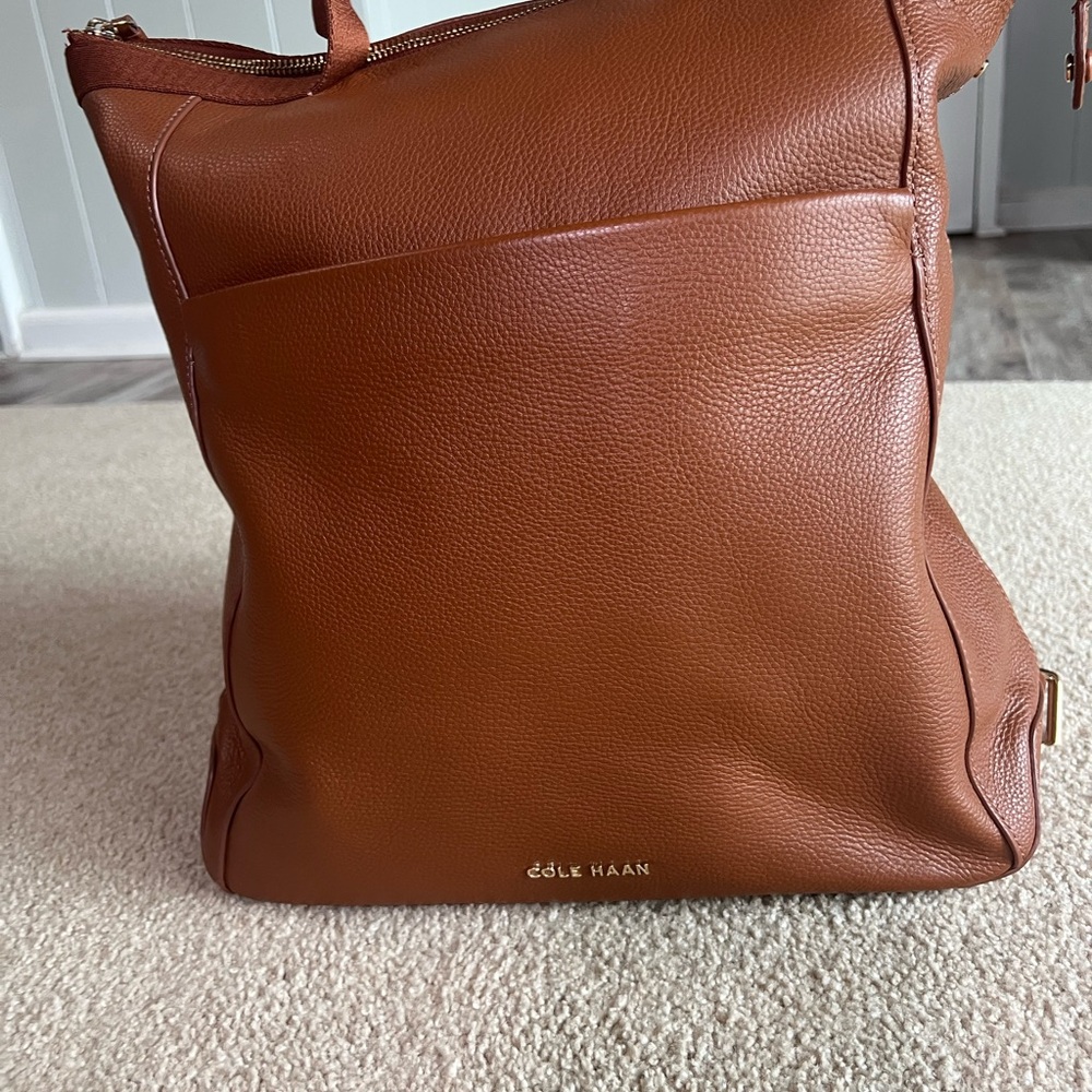 Cole Haan Brown Leather Backpack with Sleek Design